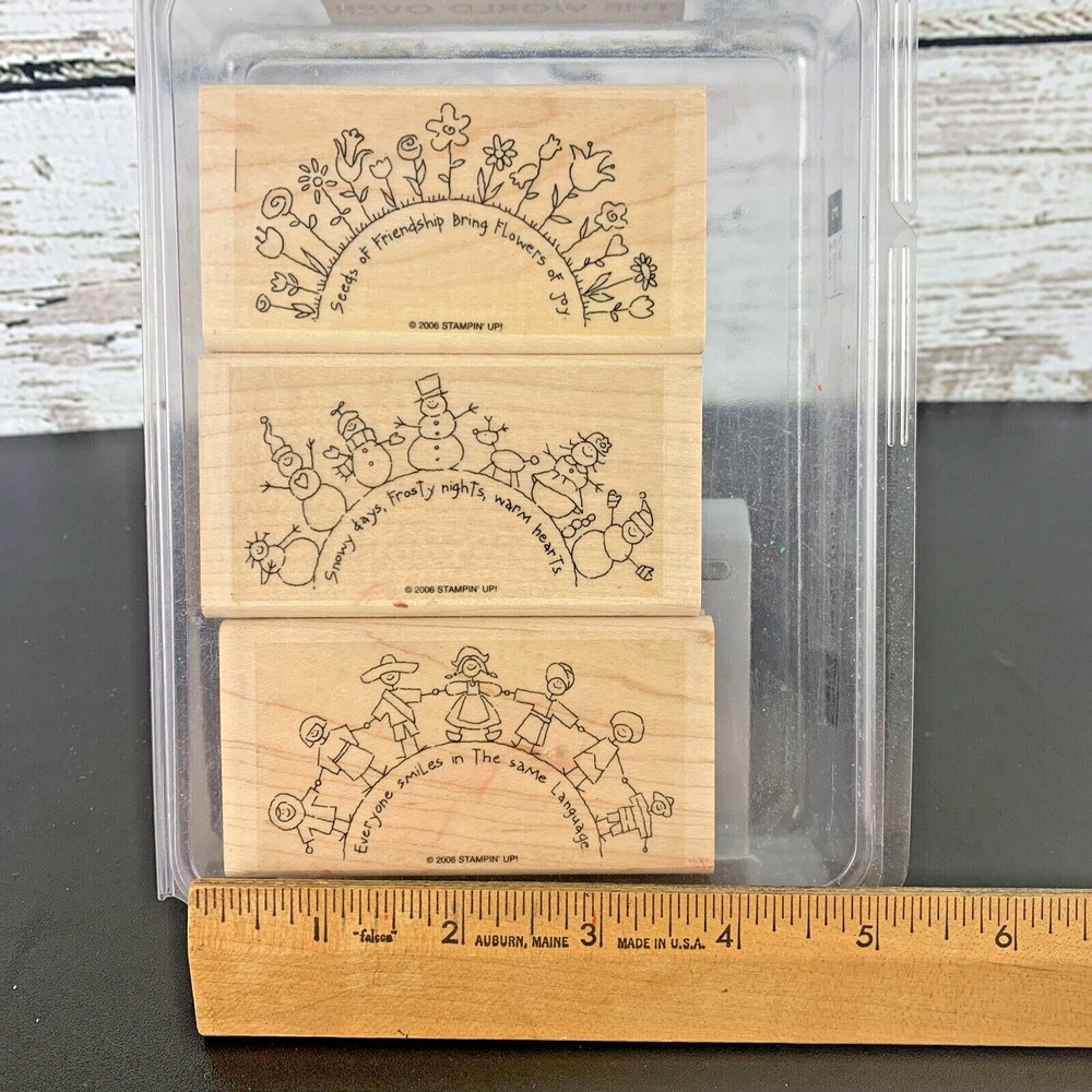 The World Over 3 Pc - Stampin'‎ Up Wooden Stamp Set [2006]